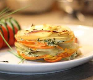 Mille Feuille Pommes de terre et Carottes aux herbes