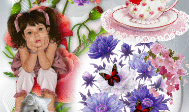 PETITE FILLE PAPILLONS FLEURS