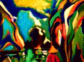 Clin d oeil au Vietnam (Clair de lune) . Peinture a l huile .Mohamed Aib.