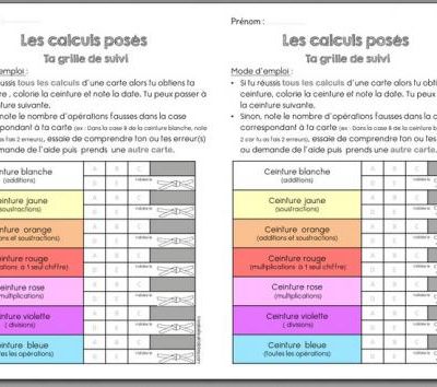 Les ceintures de calculs posés