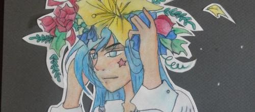 • 2nd test aquarelle : homme à la couronne de fleurs