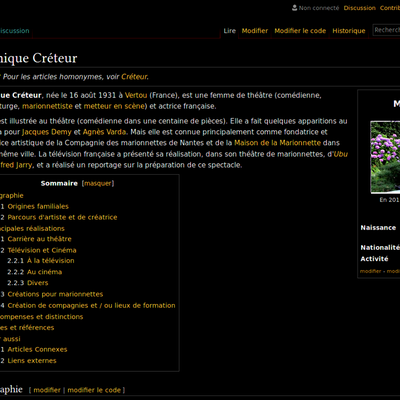 MONIQUE CRÉTEUR sur WIKIPÉDIA