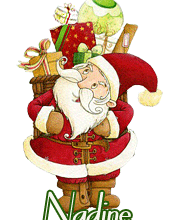 679-Le père Noël et sa hotte - signature, noel, fin d' année