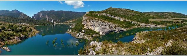 Randonnée au Congost de Mont-Rebei : panorama sur la rivière Noguera Ribagorçana vue de haut - Aragon/Catalogne - Espagne