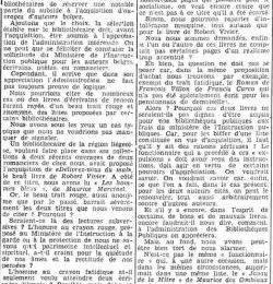 Lettre ouverte au ministère de l'Instruction publique (La Wallonie, 21 mars 1936)(Belgicapress)