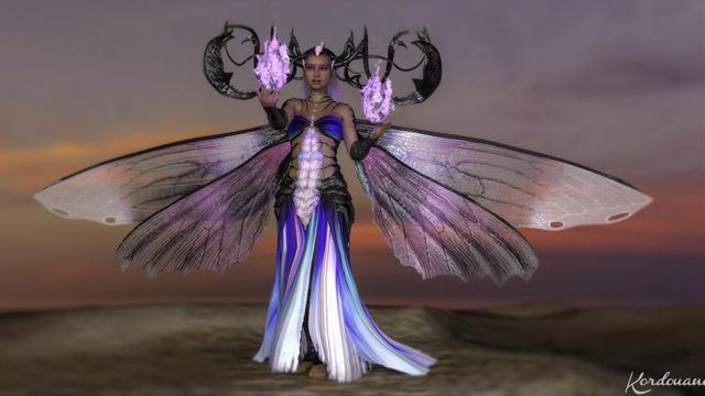 Fond d'écran : femme libellule fantasy (DazStudio)