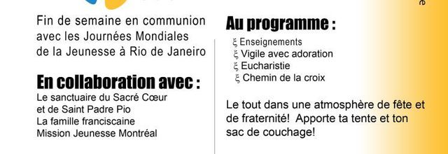 Les JMJ- RIO 2013 à Montréal