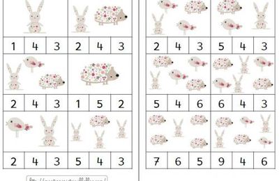 Cartes à compter sur le printemps... tout doux..  (1 à 9)