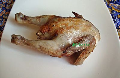 Coquelet farci désossé, chou rouge et pomme