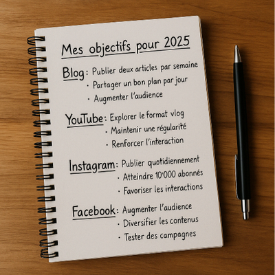 Mes objectifs pour 2025 : Blog, YouTube, Instagram, et Facebook