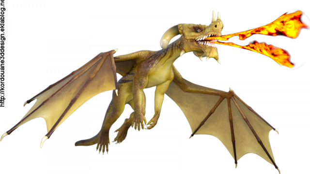 Image de dragon jaune crachant du feu