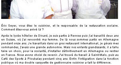 Ouest-France - 13/09/2011 / Éric Seyer est le responsable de la restauration scolaire