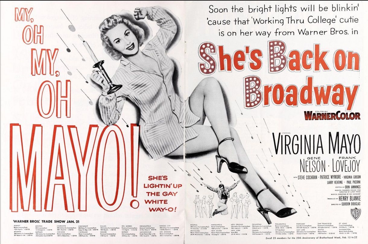 SHE'S BACK ON BROADWAY BOX OFFICE USA 1953