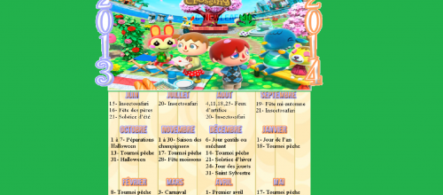 Le calendrier Animal Crossing New Leaf !! :D