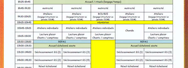 Mon emploi du temps PS