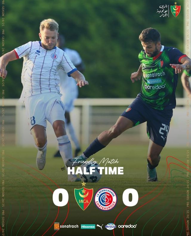 Vendredi 9 Août 2024 au Complexe Sportif de Ballan-Miré, Stade de la Haye à 18h30 Amical La Berrichonne de Châteauroux (National, France)-MCA 1-0