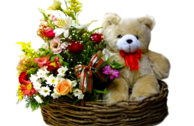 tube corbeille fleur ourson