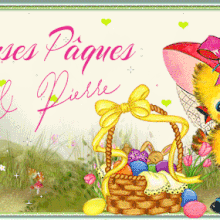 755 - Carte de Pâques "poussinette" -