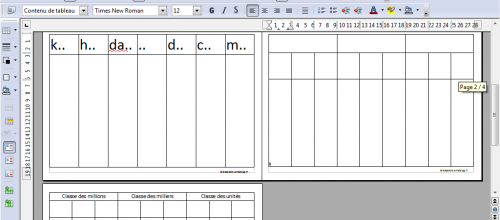 Tableau de conversion et tableau de numération