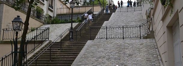Montmartre : Les escaliers de la rue du Mont-Cenis