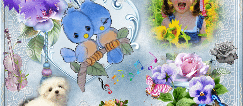 PETITE FILLE FLEURS OISEAUX