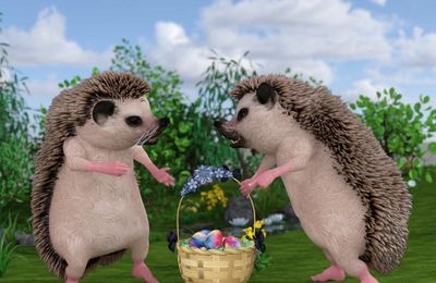 Fond d'écran : Les hérissons de Pâques (DazStudio)