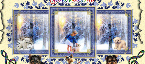 CADRE ANIMAUX NEIGE MUSIQUE