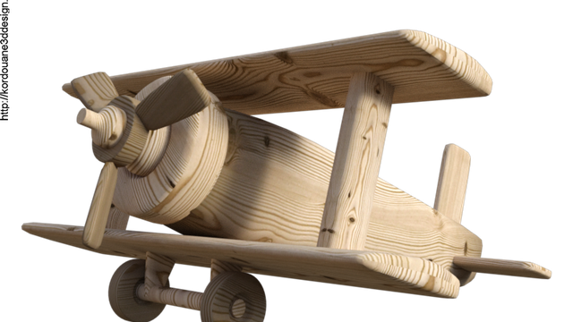 Tube de jouet en bois : avion (render-image)