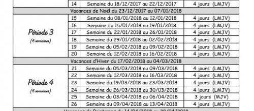 ¤ Calendrier 2017-2018 zone C