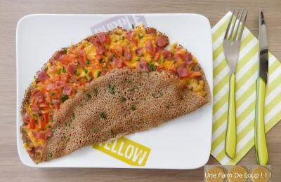 Galette de blé noir au bacon et cheddar