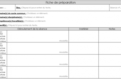 Fiche de préparation cycle 3 avec bandes déroulantes - Programmes 2015