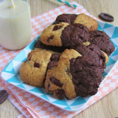 Cookies bicolores aux pépites de chocolat {huile de coco}