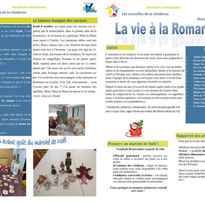 2381 LE JOURNAL DE LA RÉSIDENCE LA ROMANCHE D'OCTOBRE ET NOVEMBRE 2025