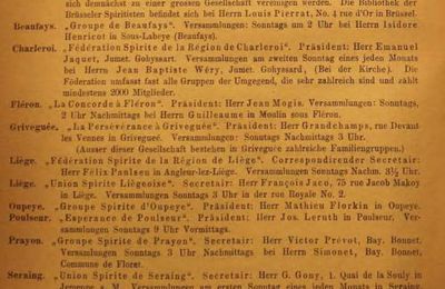 Associations spirites belges en 1895 (Die Übersinnliche Welt, v3-4, 1895-1896)