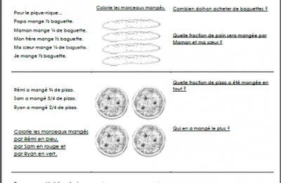 Petits problèmes faciles de fractions
