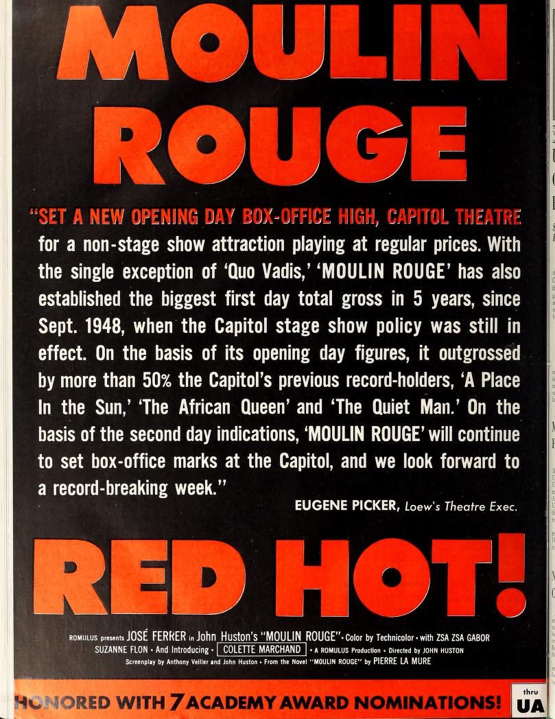 MOULIN ROUGE BOX OFFICE USA 1952