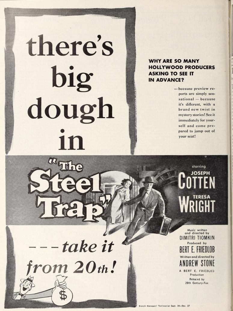 THE STEEL TRAP BOX OFFICE USA 1952