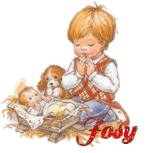 685B - Enfant chien et petit Jésus - noël, signature