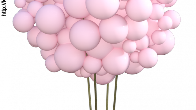 Tube de grappe de ballons roses (render, png)