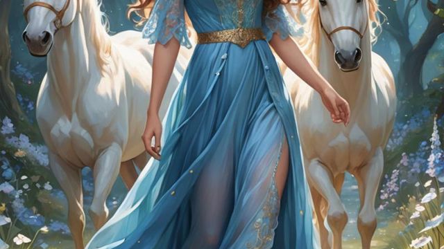 Princesse et chevaux blancs (IA)