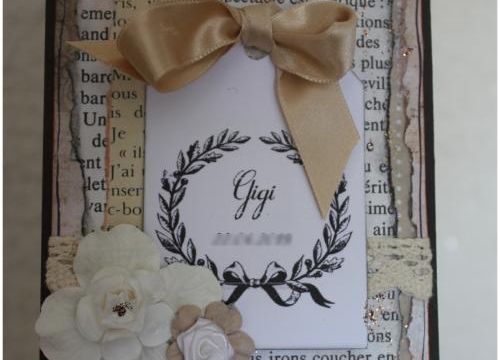 Art textile / Couture du Shabby pour une carte anniversaire
