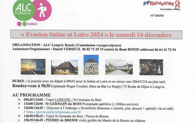 "Evasion Saône-et-Loire 2024" - Samedi 14 décembre 2024