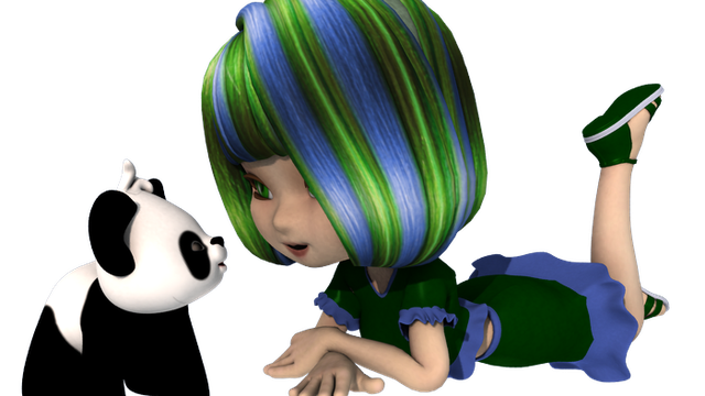 Image d'enfant toon avec panda (render-tube)