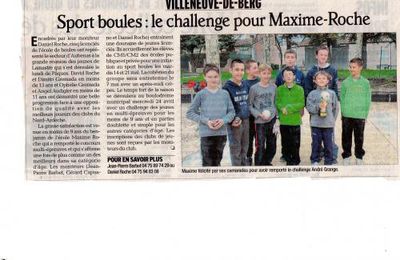 Jeune :Bravo Maxime 