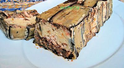 Terrine familiale à l'aubergine, pâtes et poulet