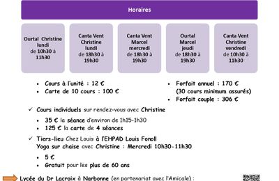 Tarifs en vigueur
