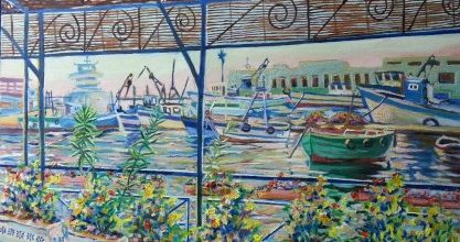 Terrasse du "Dauphin ",Port d'Alger .