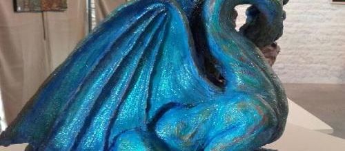 Dragon bleu à la toilette