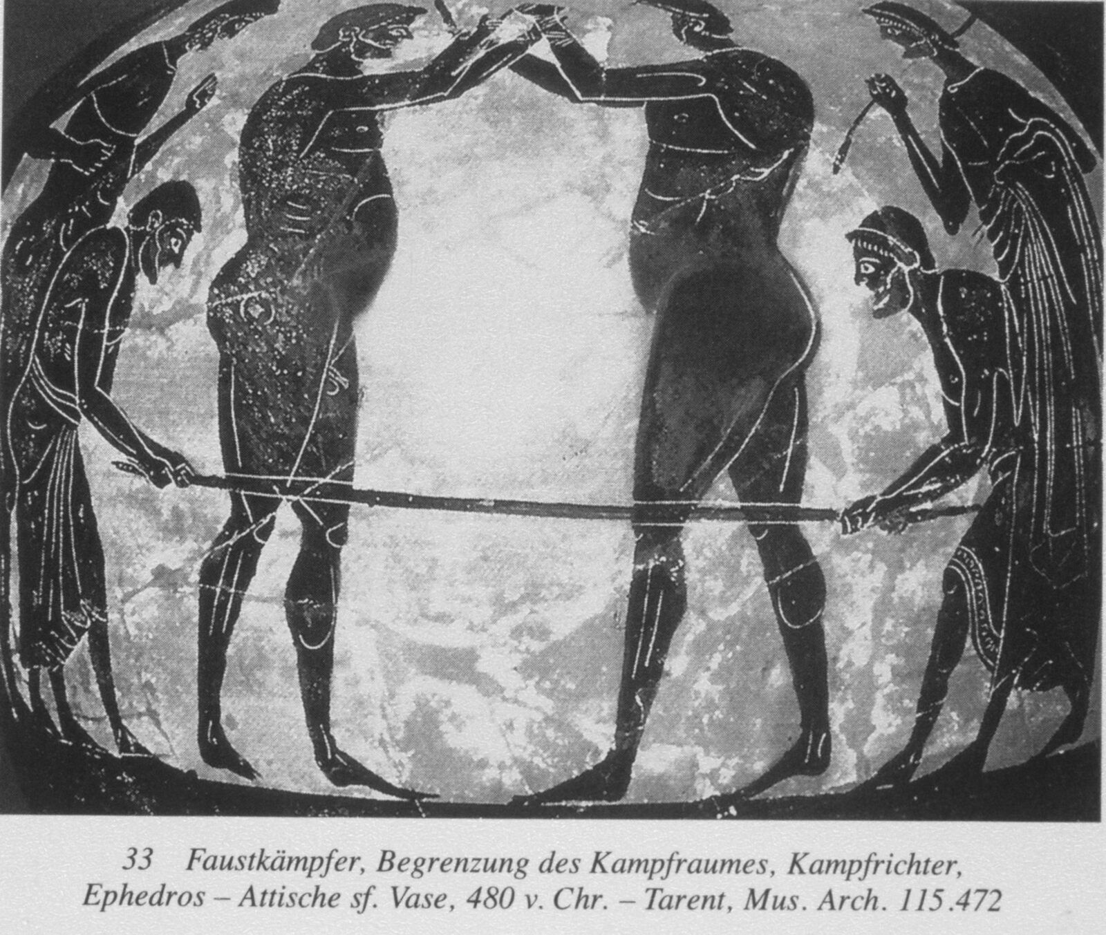 Amphore panathénaïque (vers 48O av. J.C.), deux pugilistes (Musée de Tarente).jpg