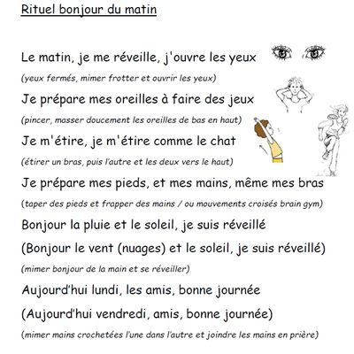BONJOUR chanson rituel du matin en maternelle